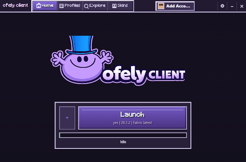 Ofely Client launcher home screen